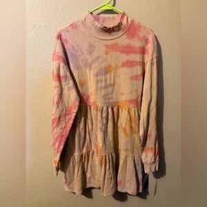 Wild Fable NWT Colorful Long Sleeve Tie Dye Baby Doll Dress Women’s XS